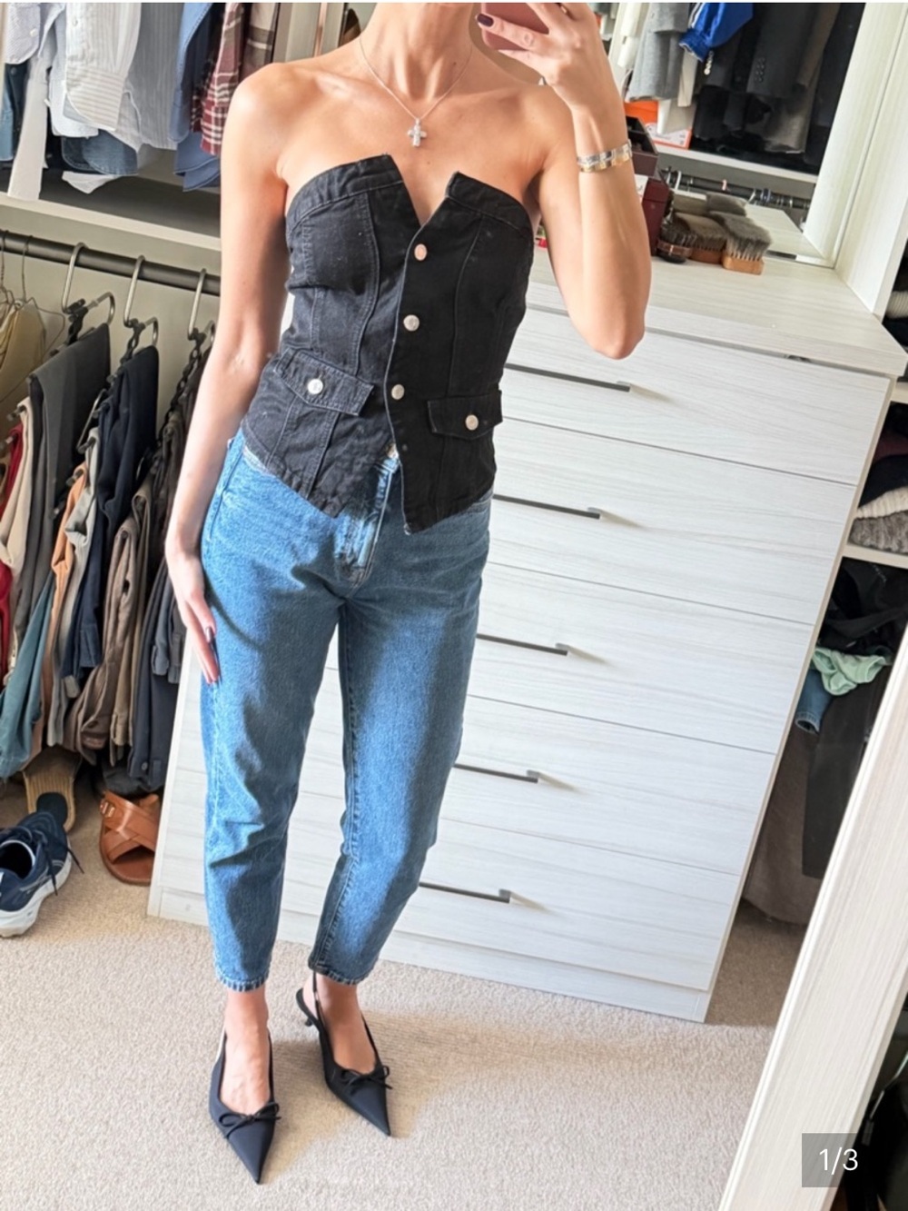 Denim corset top